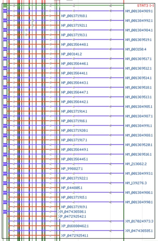 Tabelle mit Namen der Gene