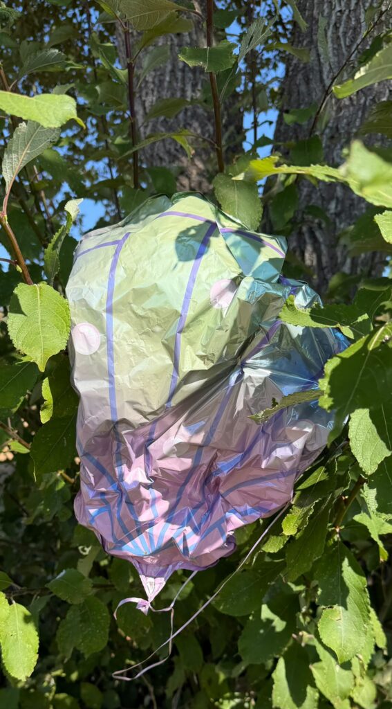 Luftballon in Gebüsch
